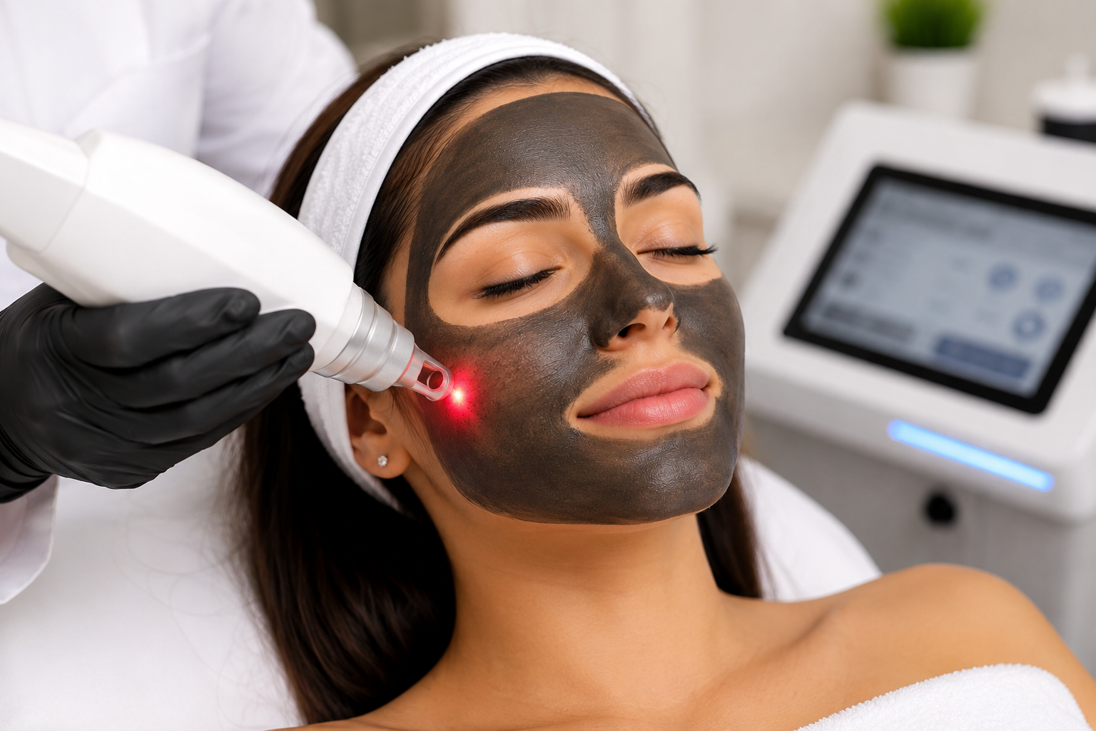 Woman receiving Carbon Facial treatment at Venus Aesthetic World